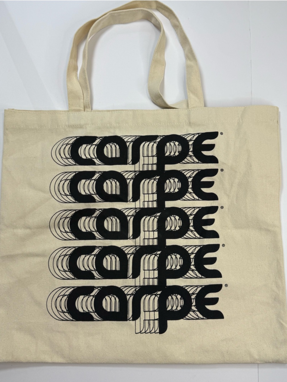 Cream Canvas Tote with Black Graphic - Carpe